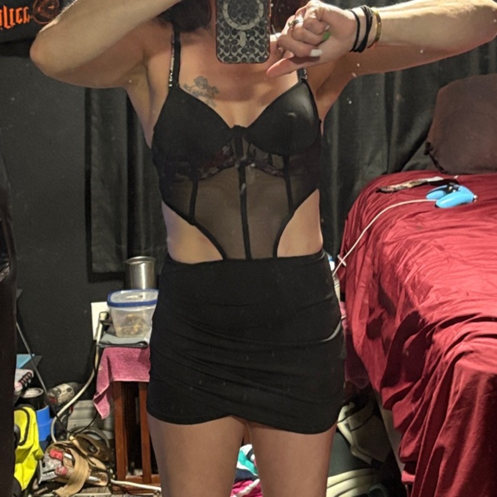 The Body Shop Black Mesh Mini Dress